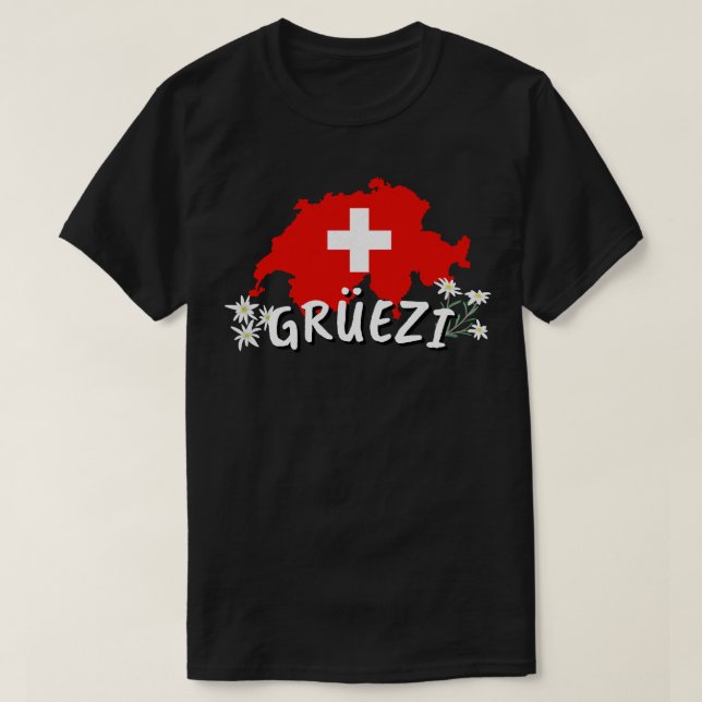 Hallo in Schweiz Land Schweizer Flagge T-Shirt (Design vorne)