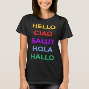 Hallo in verschiedenen Sprachen für Erwachsene und T-Shirt