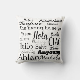 Hallo in verschiedenen Sprachen Word Art Throw Kis Kissen