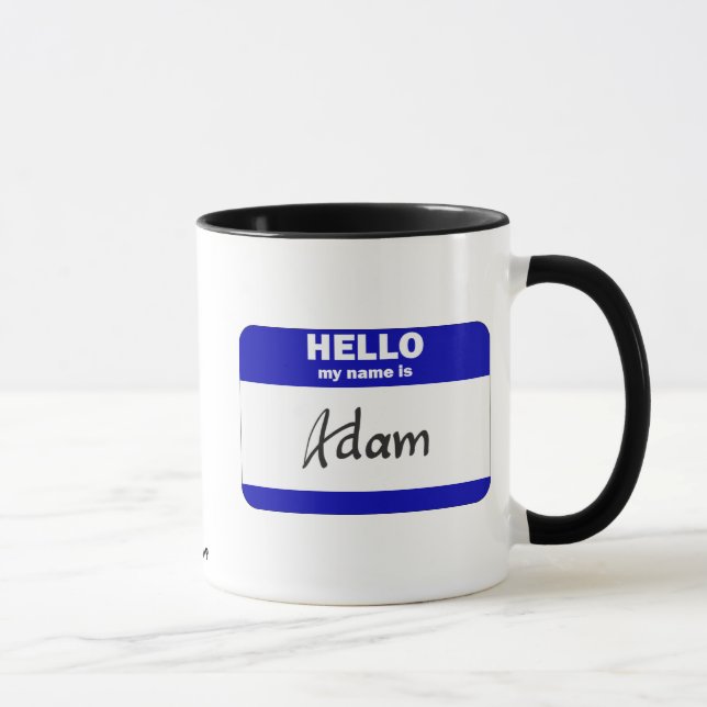 Hallo ist mein Name Adam (blau) Tasse (Rechts)
