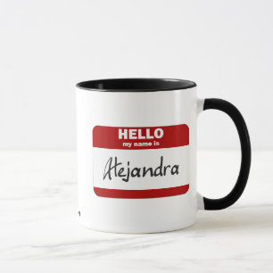 Hallo ist mein Name Alejandra (rot) Tasse