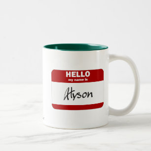Hallo ist mein Name Alyson (rot) Zweifarbige Tasse