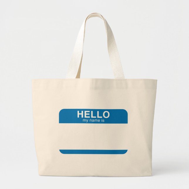 Hallo ist mein Name - Blau Jumbo Stoffbeutel (Vorne)