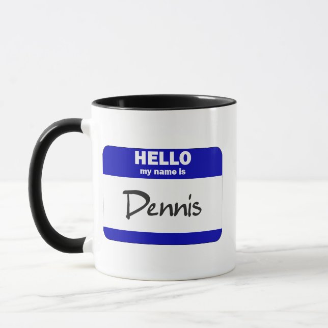 Hallo ist mein Name Dennis (blau) Tasse (Links)