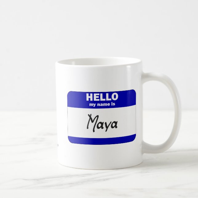 Hallo ist mein Name der Maya (blau) Tasse (Rechts)