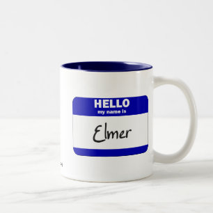 Hallo ist mein Name Elmer (blau) Zweifarbige Tasse