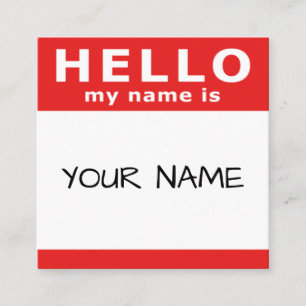 hallo ist mein Name im roten Quadrat Quadratische Visitenkarte