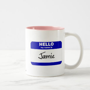 Hallo ist mein Name Jamie (blau) Zweifarbige Tasse