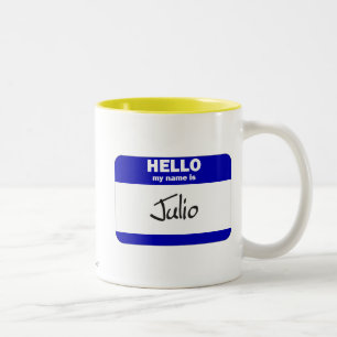 Hallo ist mein Name Julio (blau) Zweifarbige Tasse