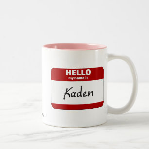 Hallo ist mein Name Kaden (rot) Zweifarbige Tasse