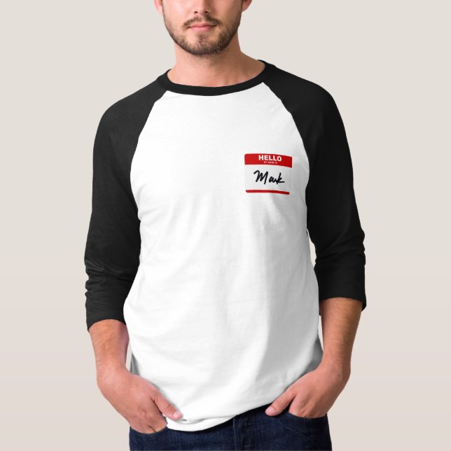 HALLO ist mein Name Kennzeichen (roter Aufkleber) T-Shirt (Vorderseite)