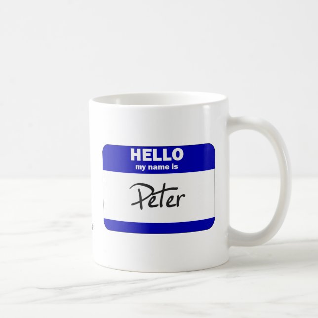 Hallo ist mein Name Peter (blau) Tasse (Rechts)
