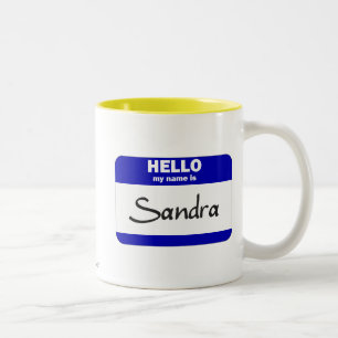 Hallo ist mein Name Sandra (blau) Zweifarbige Tasse