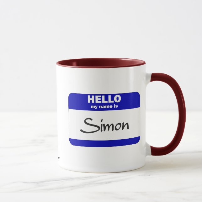 Hallo ist mein Name Simon (blau) Tasse (Rechts)