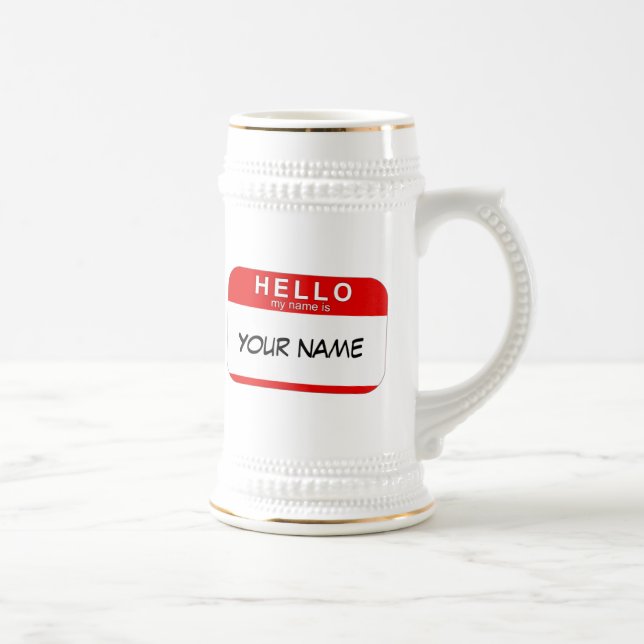 Hallo ist mein Name Stein Bierglas (Rechts)