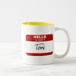 Hallo ist mein Name Toni (rot) Zweifarbige Tasse
