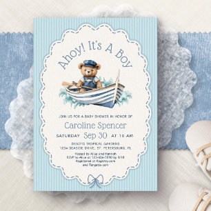 Hallo Junge, Nautischer Bär Baby Shower Einladung
