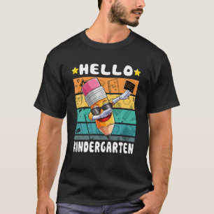 Hallo Kindergarten Bleistift Dabbing Zurück Schule T-Shirt