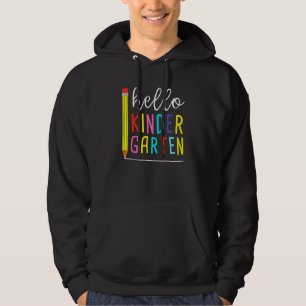 Hallo Kindergarten Bleistift Lehrer Schüler Zurück Hoodie