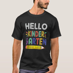 Hallo Kindergarten Bleistift Zurück zur Schule Leh T-Shirt