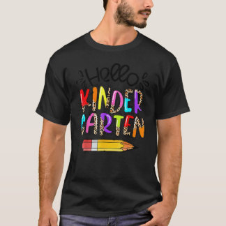 Hallo Kindergarten Boho Leopard Zurück zur Schule T-Shirt