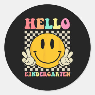 Hallo Kindergarten Byck Zur Schule Groovy Lehrer S Runder Aufkleber