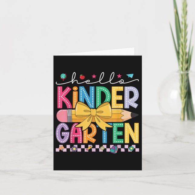Hallo Kindergarten Coquette Bow Pencil Kinder Back Karte (Vorderseite)