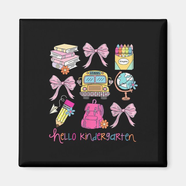 Hallo Kindergarten Coquette Bow zurück zur Schule  Magnet (Vorne)
