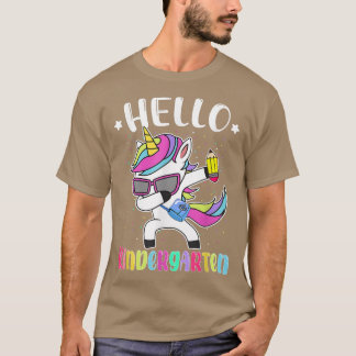 Hallo Kindergarten Dabbing Unicorn Zurück zur Schu T-Shirt
