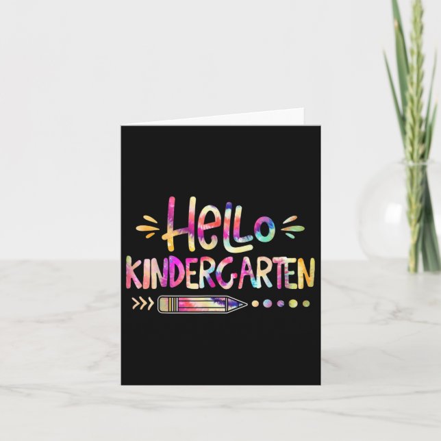 Hallo Kindergarten Erster Tag zurück zur Krawatte Karte (Vorderseite)