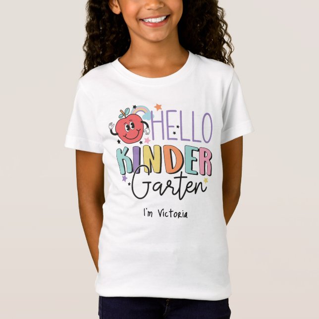 Hallo Kindergarten farbenfrohe Grundschule T-Shirt (Vorderseite)