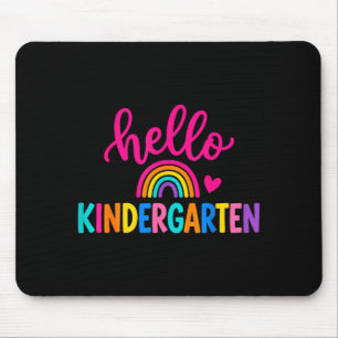 Hallo Kindergarten farbenfroher Regenbogen Herz zu Mousepad