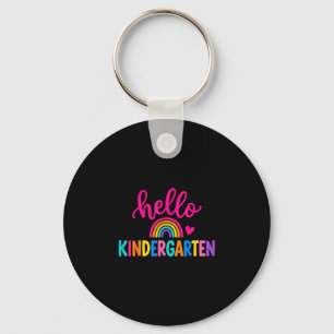 Hallo Kindergarten farbenfroher Regenbogen Herz zu Schlüsselanhänger