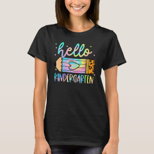 Hallo Kindergarten Gefärbte Krawatte Bleistift Leo T-Shirt