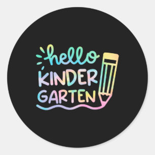 Hallo Kindergarten Gefärbte Krawatte Lehrer Kinder Runder Aufkleber