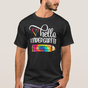 Hallo Kindergarten Gefärbte Krawatte Stift Lehrer T-Shirt