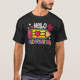Hallo Kindergarten Gefärbte Krawatte Stift zurück T-Shirt