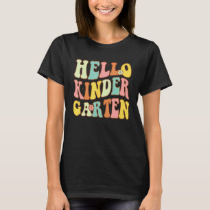 Hallo Kindergarten Groovy Erster Schultag Lehrerin T-Shirt