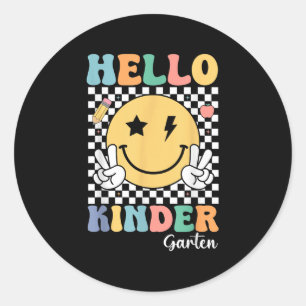 Hallo Kindergarten Lehrer Kinder Retro Smile Back Runder Aufkleber