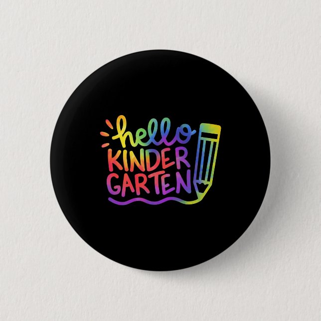 Hallo Kindergarten Lehrer Tie Dye Willkommen Byck  Button (Vorderseite)