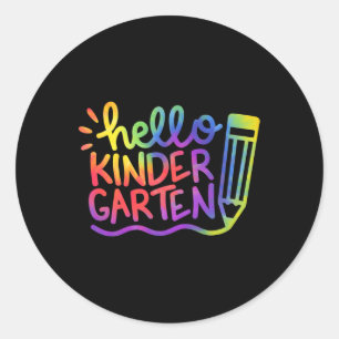 Hallo Kindergarten Lehrerin Gefärbte Krawatte Will Runder Aufkleber