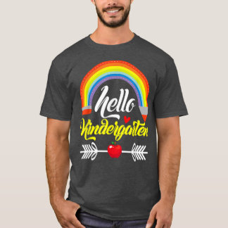 Hallo Kindergarten Lehrerin Rainbow Back To  T-Shirt