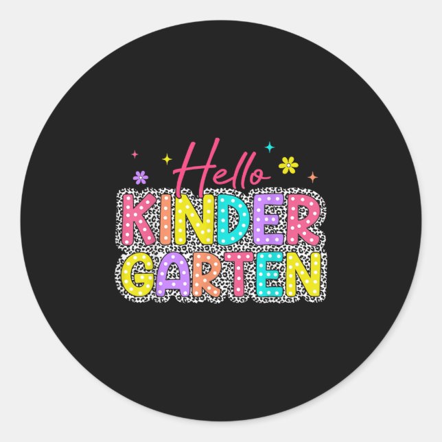 Hallo Kindergarten Leopard Back School Educate Cl Runder Aufkleber (Vorderseite)
