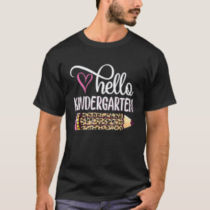 Hallo Kindergarten Leopard Bleistift Süße Lehrer T-Shirt