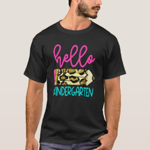 Hallo Kindergarten Leopard Bleistift Süße Lehreri T-Shirt
