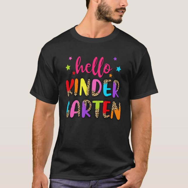 Hallo Kindergarten Leopard Erster Tag Kindergart T-Shirt (Vorderseite)