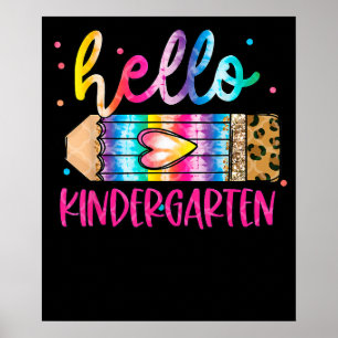 Hallo Kindergarten Leopard Gefärbte Krawatte Stift Poster