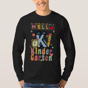 Hallo Kindergarten Leopard Retro Bleistift  Süßer  T-Shirt