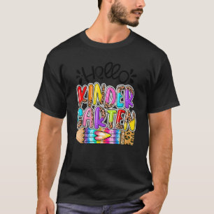 Hallo Kindergarten Leopard Tie Dye Bleistift  Nied T-Shirt