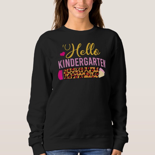 Hallo Kindergarten Leopard zurück zum Lehrer Sweatshirt (Vorderseite)